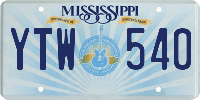 MS license plate YTW540