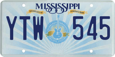 MS license plate YTW545