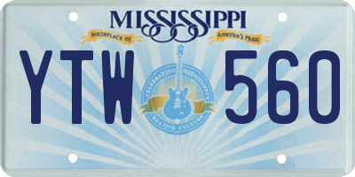 MS license plate YTW560