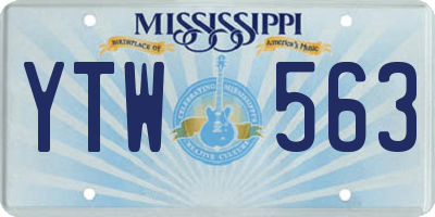 MS license plate YTW563