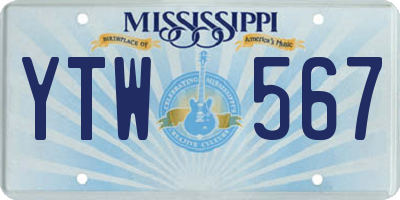 MS license plate YTW567