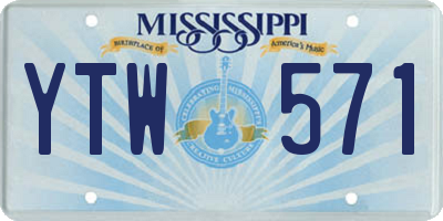 MS license plate YTW571