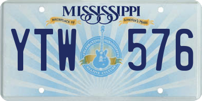MS license plate YTW576