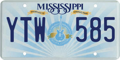MS license plate YTW585