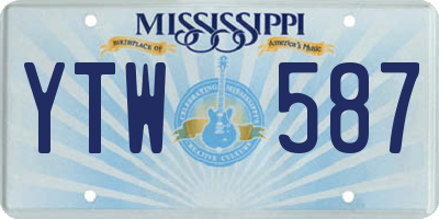 MS license plate YTW587