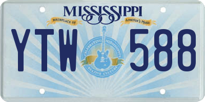 MS license plate YTW588