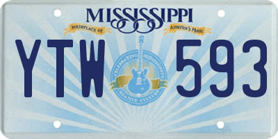 MS license plate YTW593
