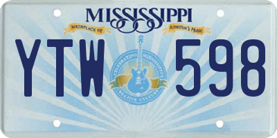 MS license plate YTW598