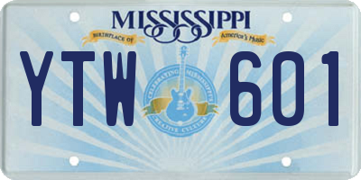MS license plate YTW601