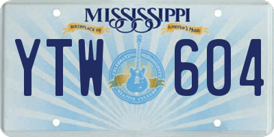 MS license plate YTW604