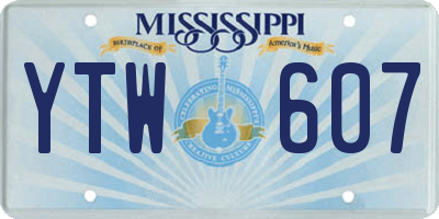 MS license plate YTW607