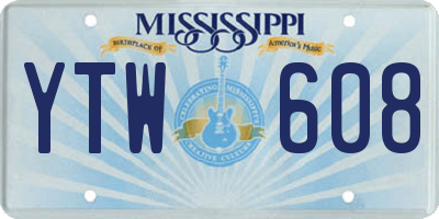 MS license plate YTW608