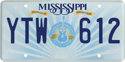 MS license plate YTW612