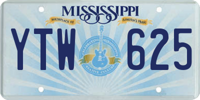 MS license plate YTW625