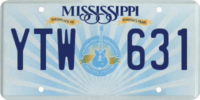 MS license plate YTW631
