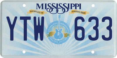 MS license plate YTW633