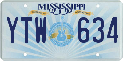 MS license plate YTW634