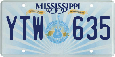 MS license plate YTW635