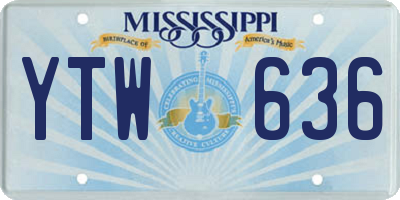 MS license plate YTW636