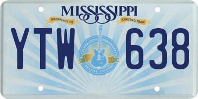 MS license plate YTW638