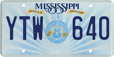 MS license plate YTW640