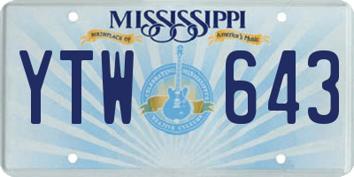 MS license plate YTW643
