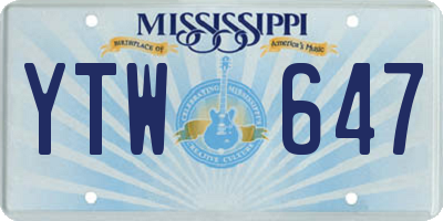 MS license plate YTW647