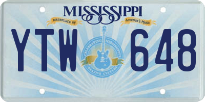 MS license plate YTW648
