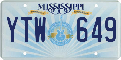 MS license plate YTW649