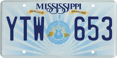 MS license plate YTW653