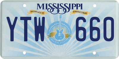 MS license plate YTW660
