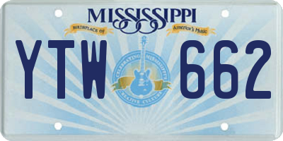 MS license plate YTW662
