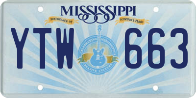 MS license plate YTW663
