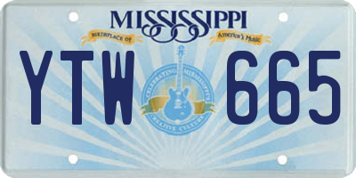 MS license plate YTW665
