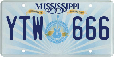 MS license plate YTW666