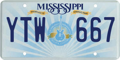 MS license plate YTW667
