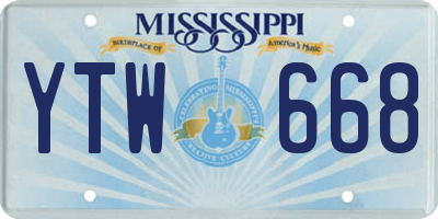 MS license plate YTW668