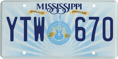 MS license plate YTW670