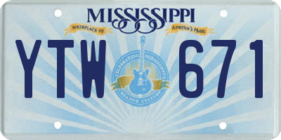 MS license plate YTW671