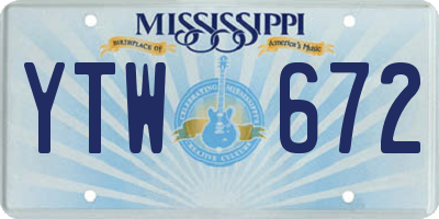 MS license plate YTW672