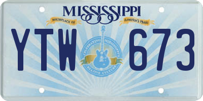 MS license plate YTW673