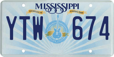 MS license plate YTW674