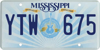 MS license plate YTW675