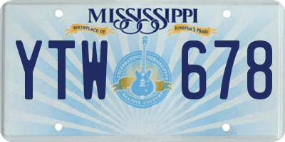 MS license plate YTW678