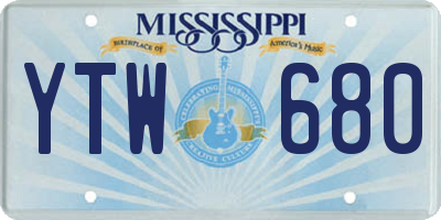 MS license plate YTW680