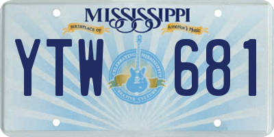 MS license plate YTW681