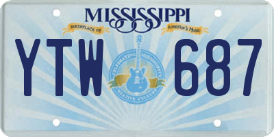 MS license plate YTW687