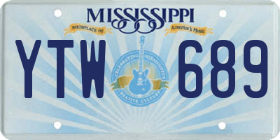 MS license plate YTW689