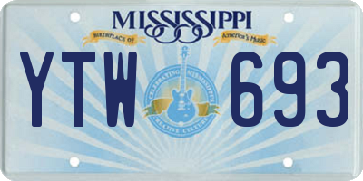 MS license plate YTW693