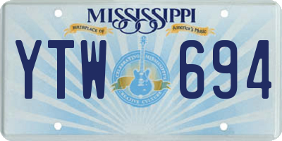 MS license plate YTW694